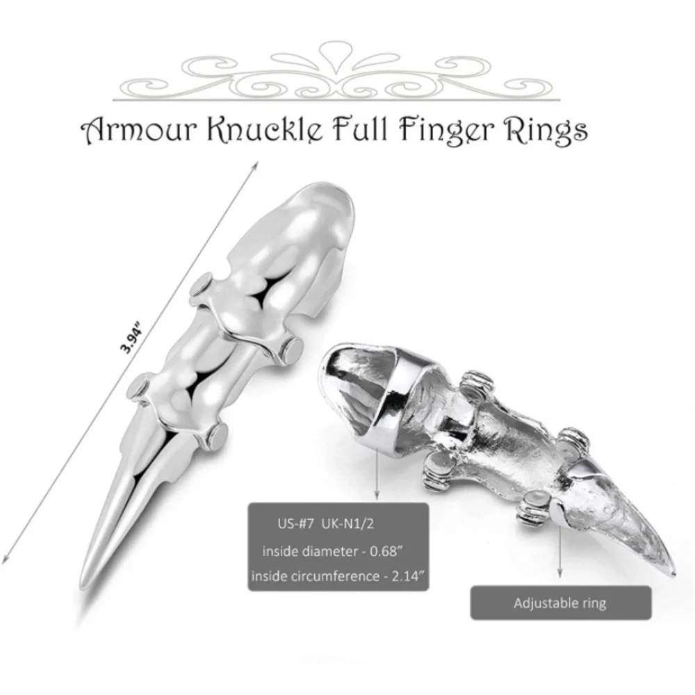 Men's Punk Silvery Armour Knuckle Ring
